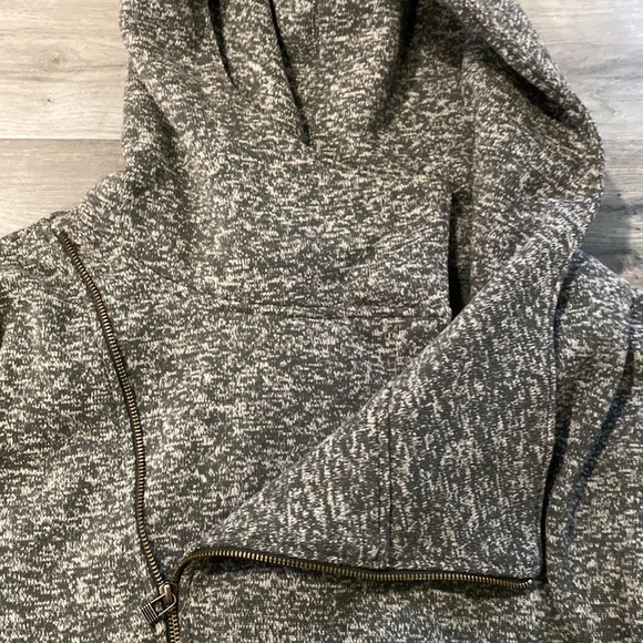 NWOT womens XL RipZone Asymmetrical zip up heavy sweater hoodie RARE grey white - Picture 4 of 5